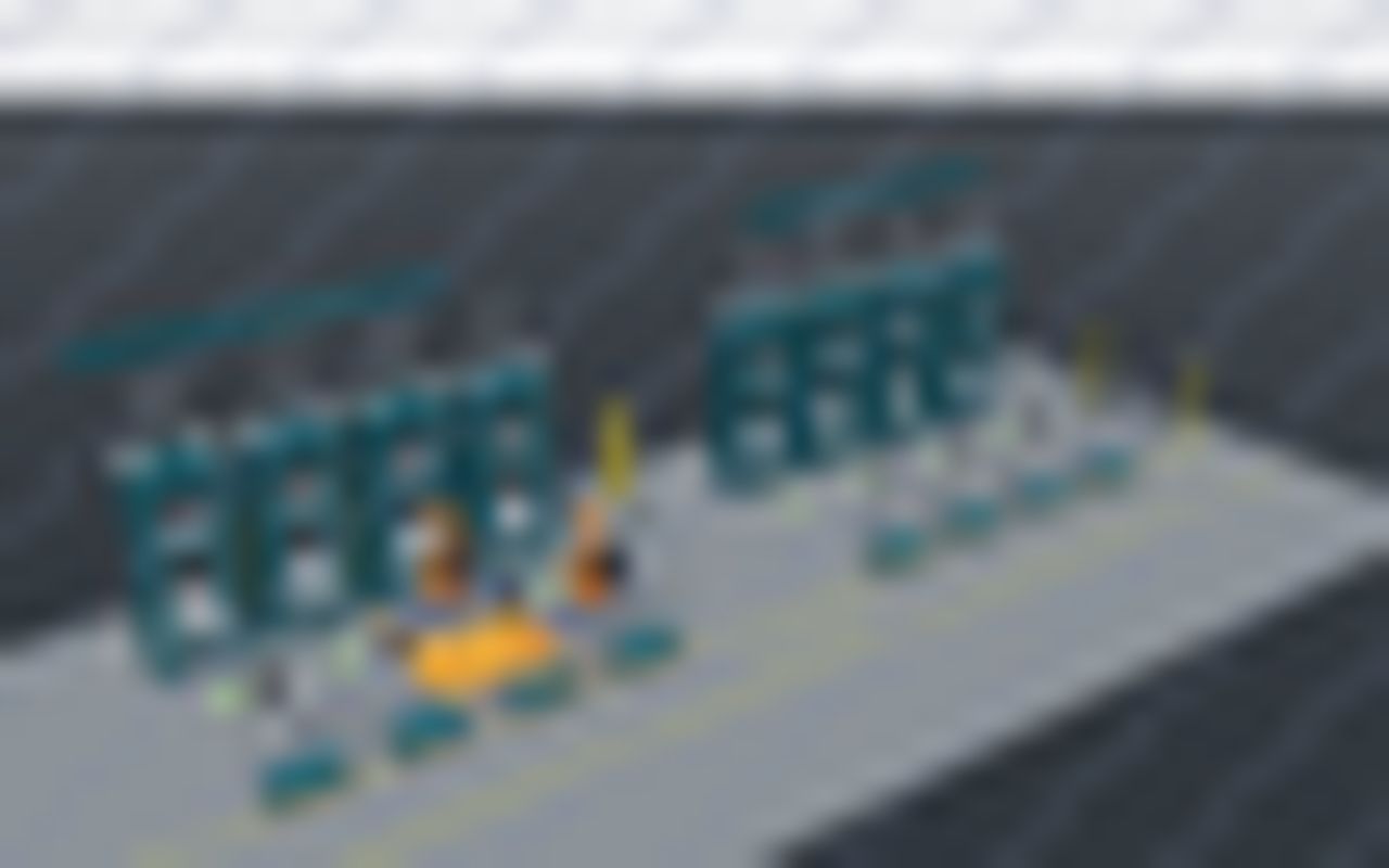 Bellows Vulcanization Cell — Eight Presses, Two Robots, AGV Transport — blurred preview, opened after an NDA request